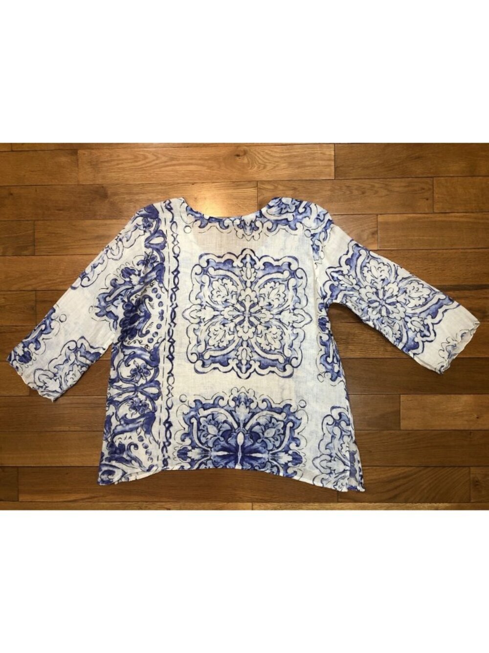 idillio Positano 100% Linen Purple & White Floral Scoop Neck Pullover Size S - Picture 8 of 11